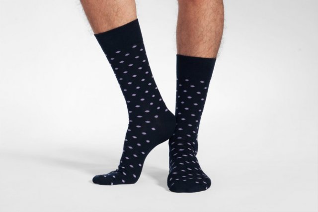 Skarpety wizytowe / biznesowe / garniturowe Spox Sox - model Fioletowe grochy
