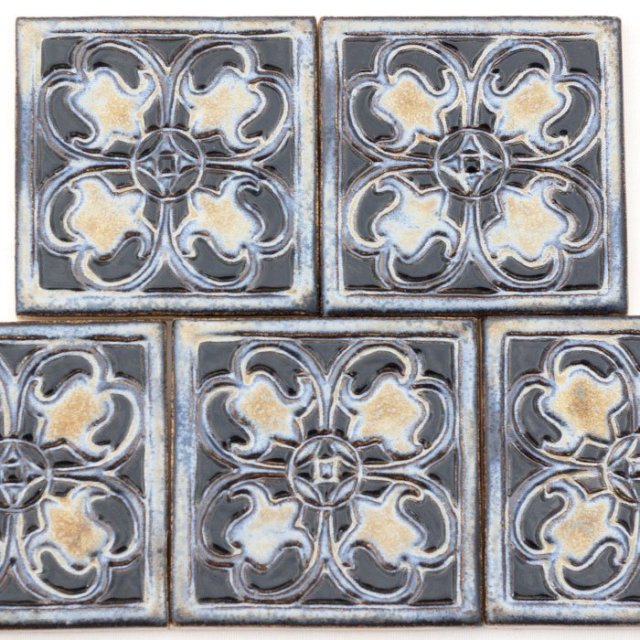 dekory kafle tradycyjny włoski wzór - ciemne srebrzysto złociste