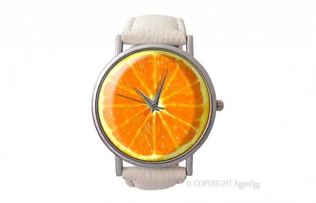 Pomarańcza - zegarek z dużą tarczką - Egginegg