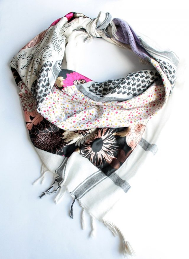 Chusta vintage Dwustronna unikat PATCHWORK