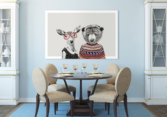 OBRAZ NA PŁÓTNIE 120x80cm ŁANIA i MIŚ