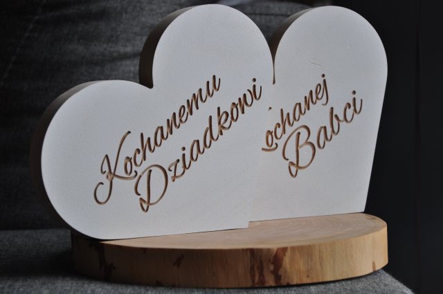 Zestaw serc dla Babci i Dziadka, grawerowane, personalizowane z litego drewna, drewniane na prezent