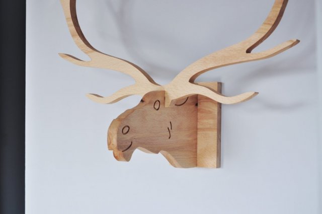 Drewniany łoś, drewniany jeleń, z litego drewna na ścianę