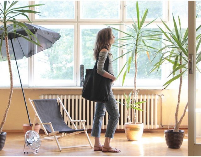 Lazy bag torba czarna na zamek / vegan / eco