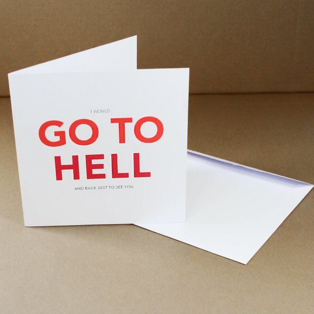 "Go to hell" Kartka