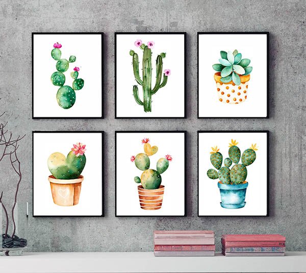zestaw obrazków. rośliny - kaktusy (format A3) - 6 szt.