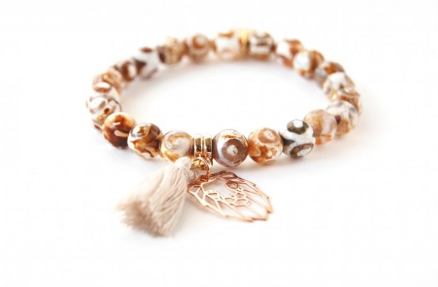 BOHO LION- bransoletka agat tybetański