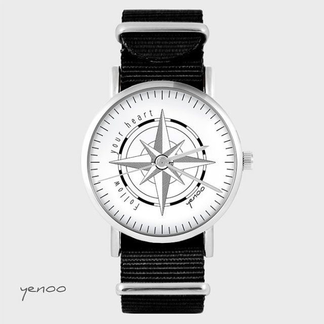 Zegarek - Kompas - czarny, nylonowy