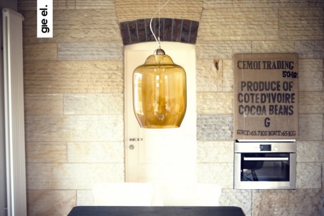 lampa wisząca szklana duża miodowa BEE