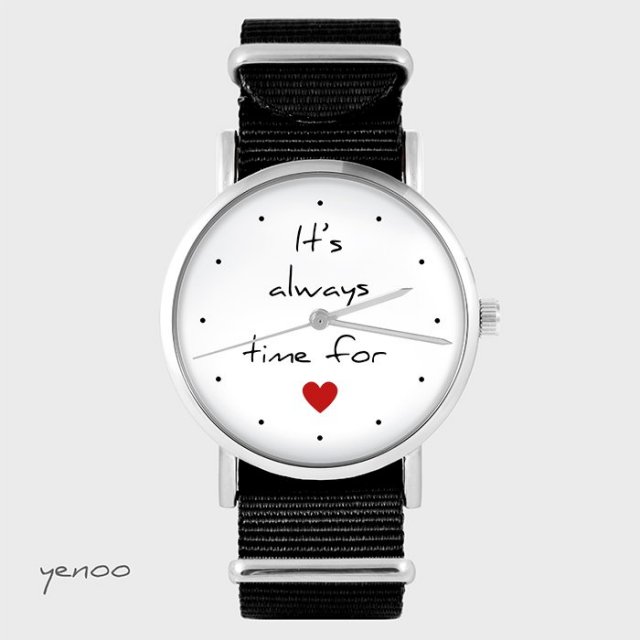 Zegarek - It is always time for love - czarny, nato