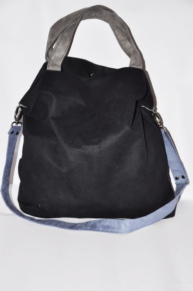 Torba hobo XXL - czerń, szarość