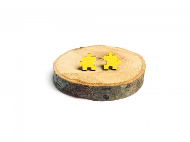 DREWNIANE KOLCZYKI WKRĘTKI PUZZLE
