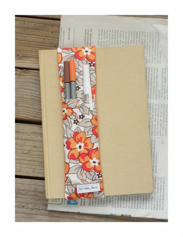 Piórnik na notes, kalendarz - Kwiaty pomarańczowe
