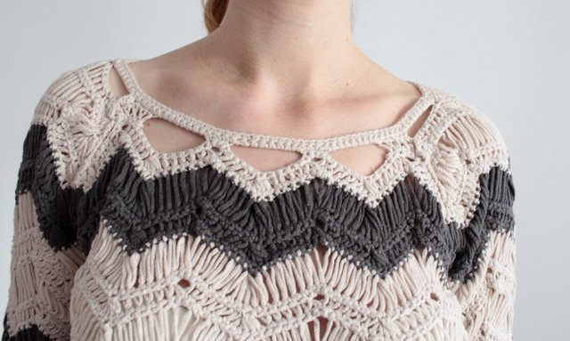 ażurowy sweter vintage boho