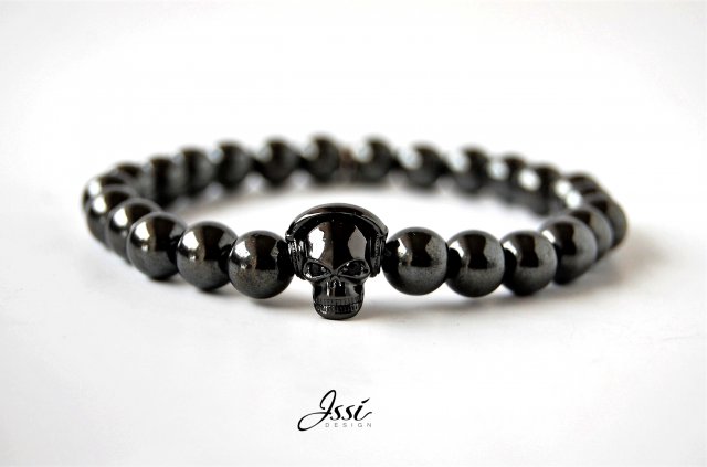 bransoletka męska DJ SKULL (hematyt gun black)