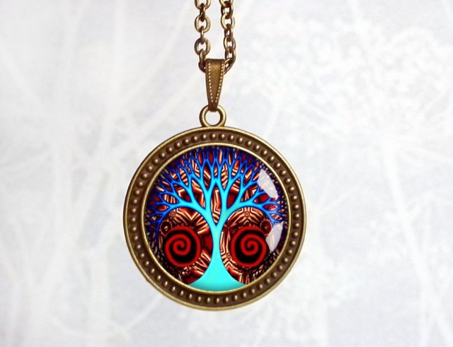 magiczne drzewo - naszyjnik duży medalion na łańcuszku- magic tree