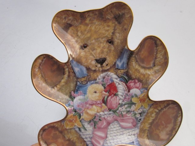 Franklin Mint - Teddy ' s  EASTER Basket by Sarah Bengry -limited edition   - unikatowa  misiowa forma - talerz  -patera kolekcjonerska