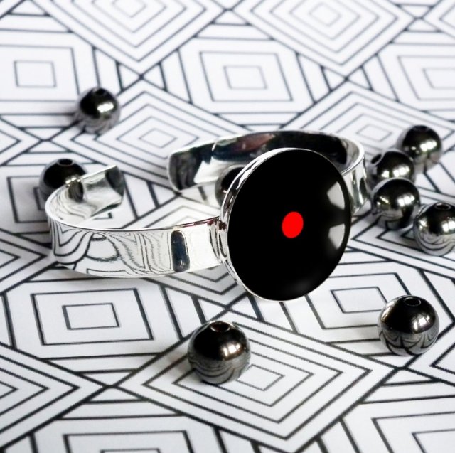czerwona kropka :: oryginalna bransoleta z grafiką w szkle na prezent