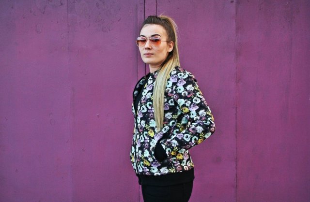 KURTKA BUTTON BOMBER JACKET FLOWER UNISEX KWIATY KWIATKI