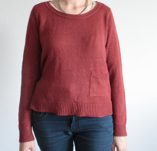 Ciepły sweter vintage ceglasty