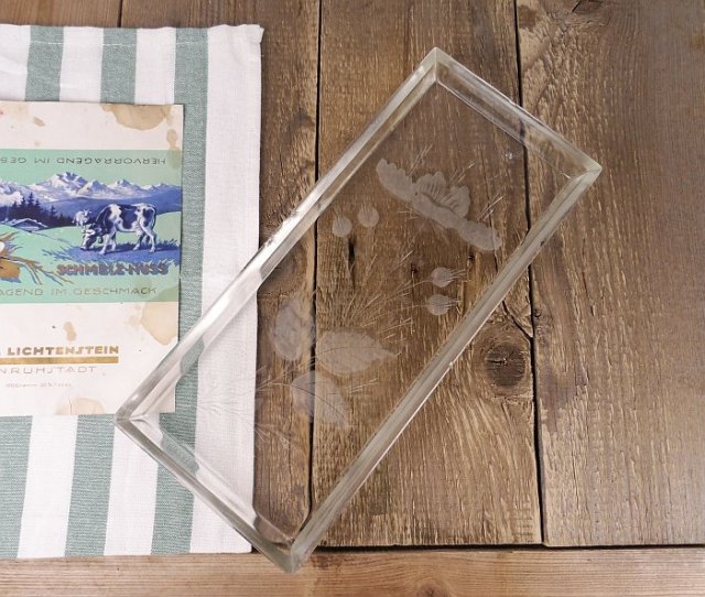 taca patera  szklana szlifowany kwiat