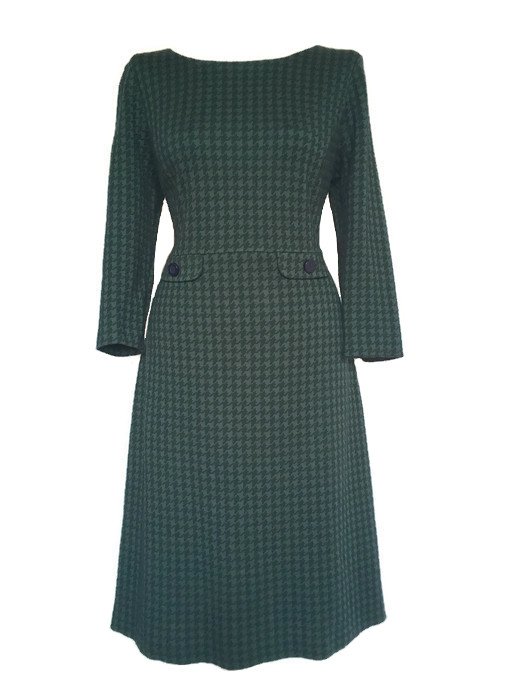 Dzianinowa sukienka w pepitkę "Laura Ashley" vintage retro