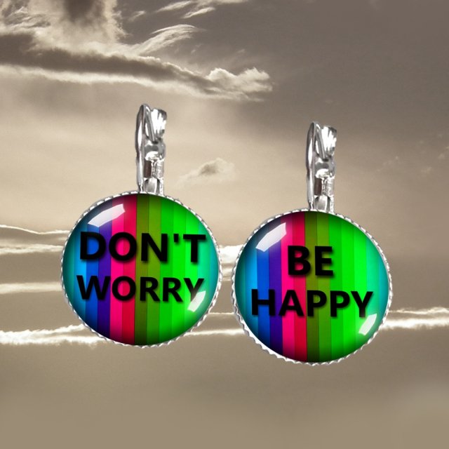 DONT WORRY kolczyki z napisem