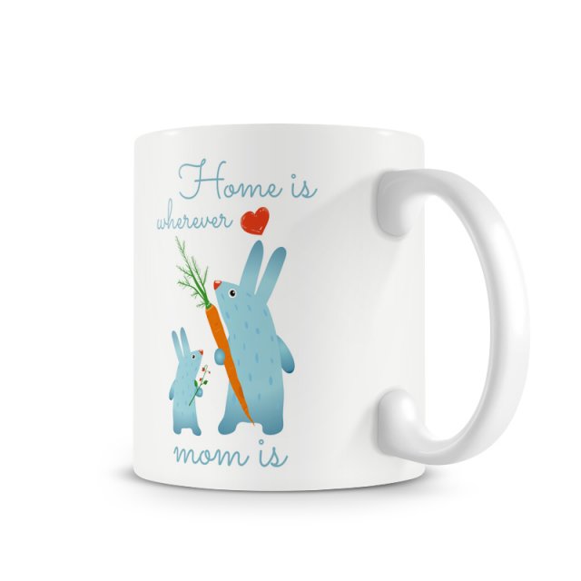 kubek. home is wer mom is. zające