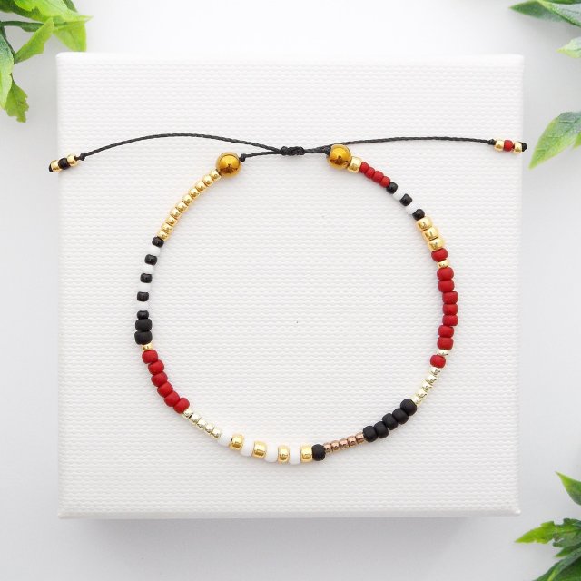 Bransoletka koralikowa Minimal Hematite - Red and Gold