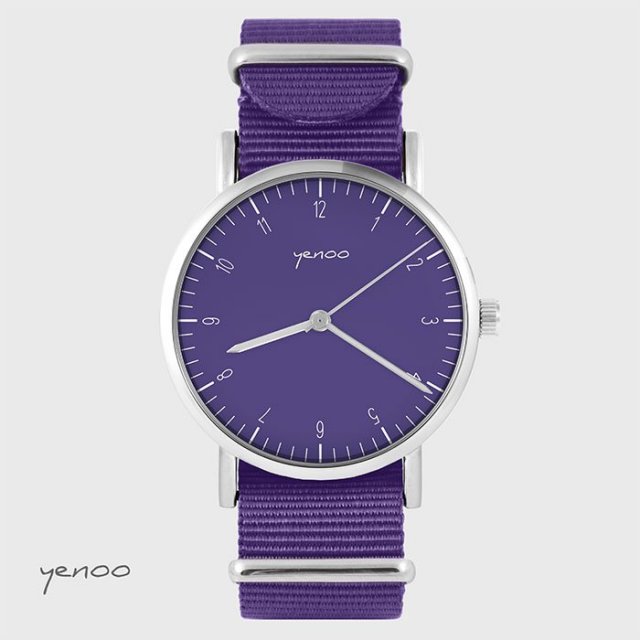 Zegarek - Simple elegance - fioletowy, nylonowy