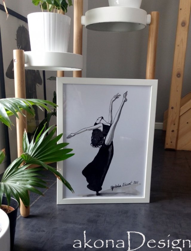 baletnica II, 30x40cm, wydruk autorskiej ilustracji