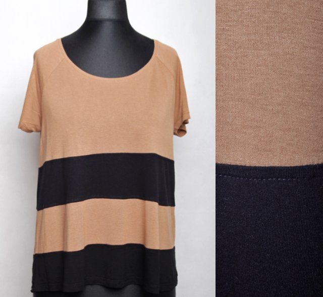 H&M T-SHIRT BLUZKA w czarno-beżowe pasy R 36/S Hp_4