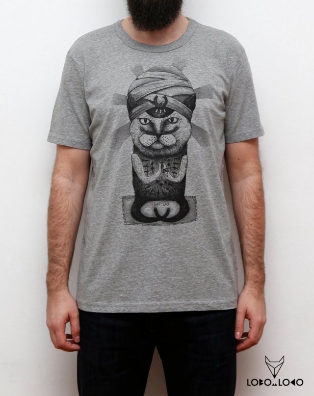 Koszulka Męska z kotem  "Guru Kot" M - Lobo Loco