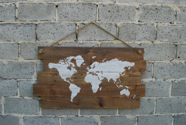 Obraz na drewnie mapa świata palisander