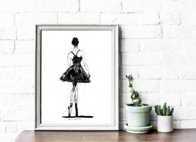 baletnica V, 30x40cm, plakat z autorskiej ilustracji