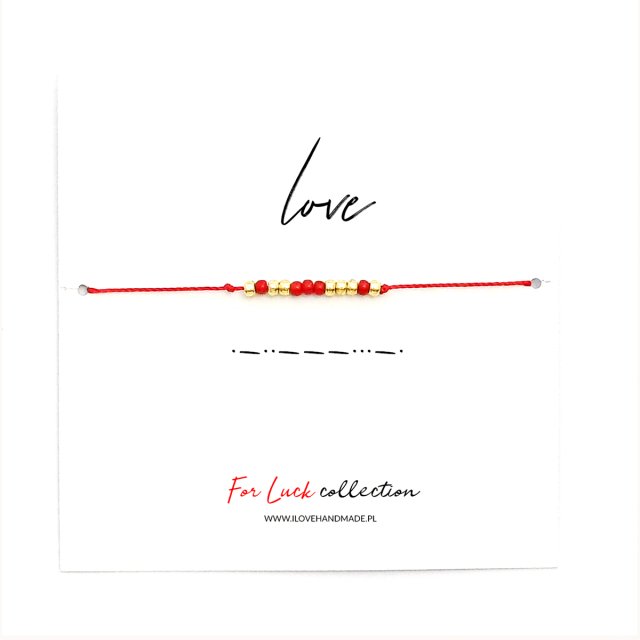 Bransoletka koralikowa For Luck - LOVE (złota)