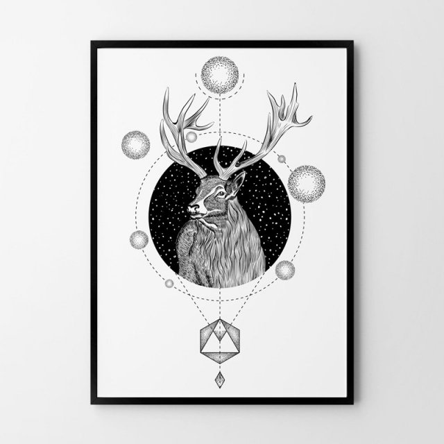 Plakat Skandynawski Jeleń  A4