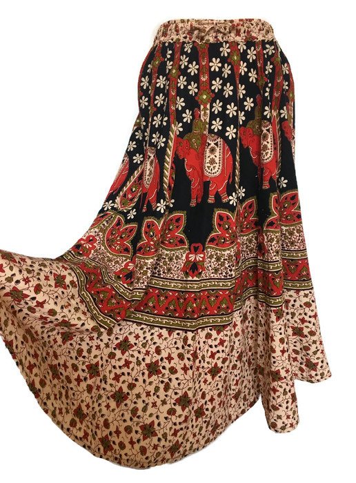 Indyjska spódnica boho hippie w słonie