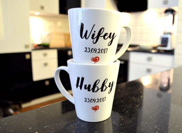 KUBKI ŚLUBNE Latte WIFEY/HUBBY