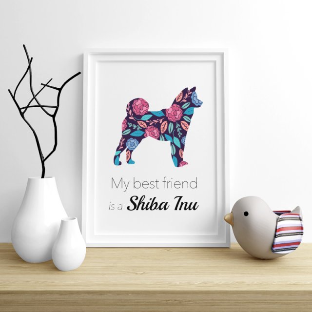 Plakat Shiba Inu Flowers