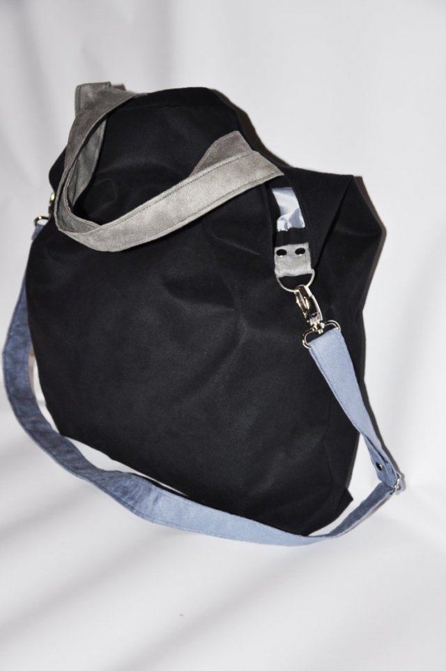 Torba hobo XXL - czerń, szarość