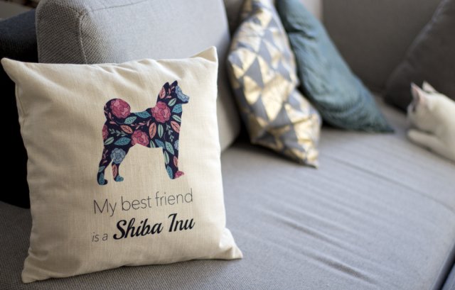 Poszewka na poduszkę - Shiba Inu Flowers
