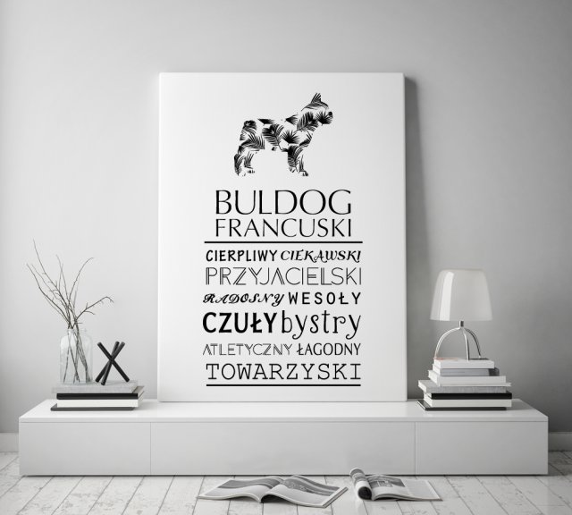 Obraz na płótnie -  typograficzny Buldog Francuski