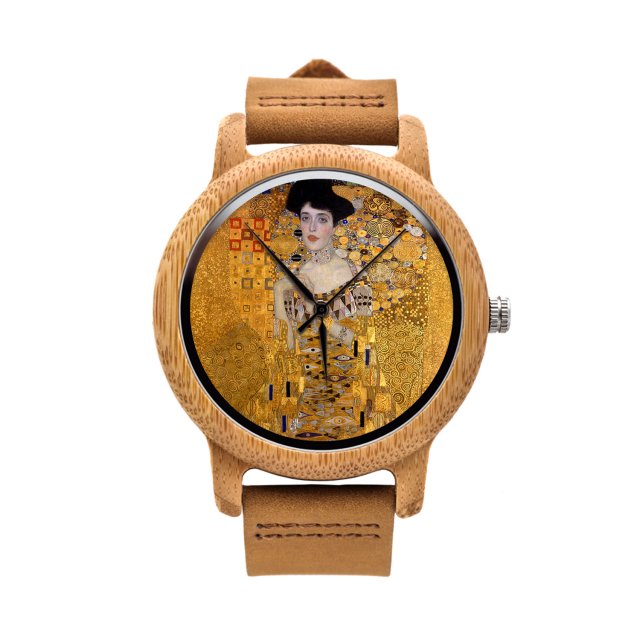 Drewniany zegarek z grafiką KOBIETA W ZŁOCIE KLIMT