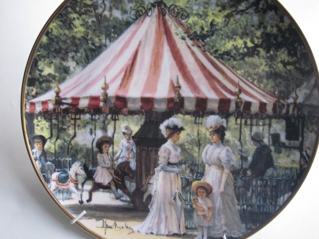 Obraz na porcelanie - Alan Maley  ( 1931 -1995 ) - the summer CAROUSEL -  Franklin Mint - limited edition  kolekcjonerski talerz porcelanowy