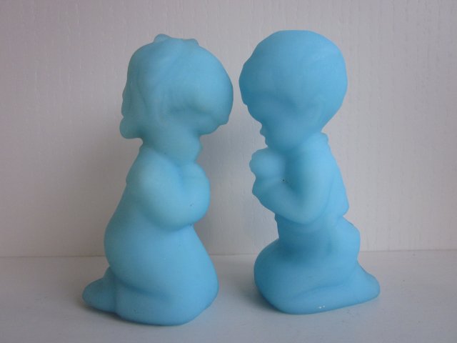 AUTENTIC Fenton - Niebieska ona i niebieski on -szklane figurki -dobrana para