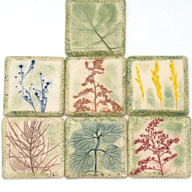Dekory kuchenne Łąka, Kafle ręcznie malowane z motywem roślinnym