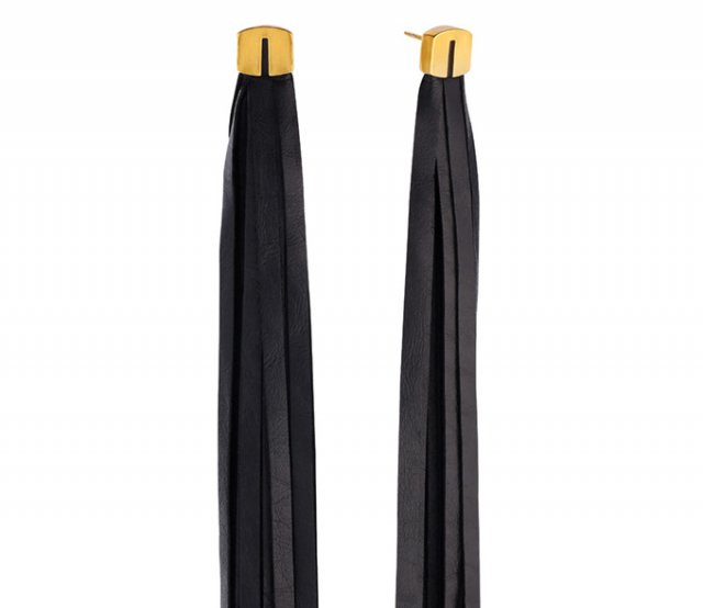 Kolczyki Long Tassel Leather Earrings in Gold