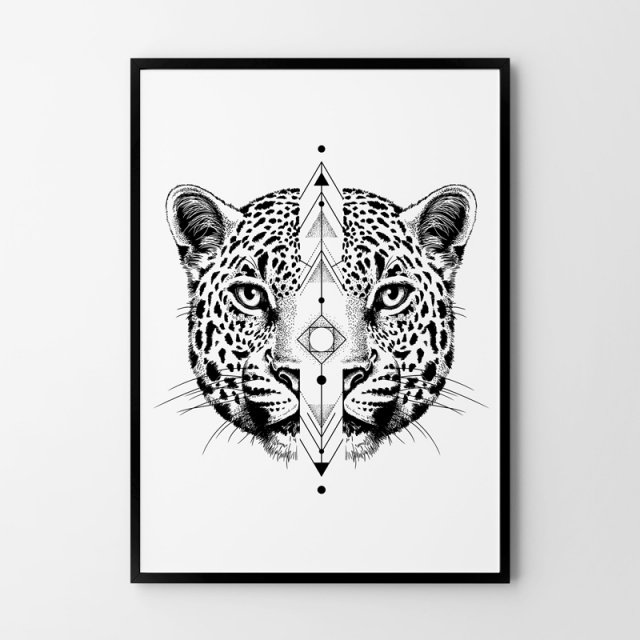 Plakat Skandynawski kot gepard geometryczny 30x40