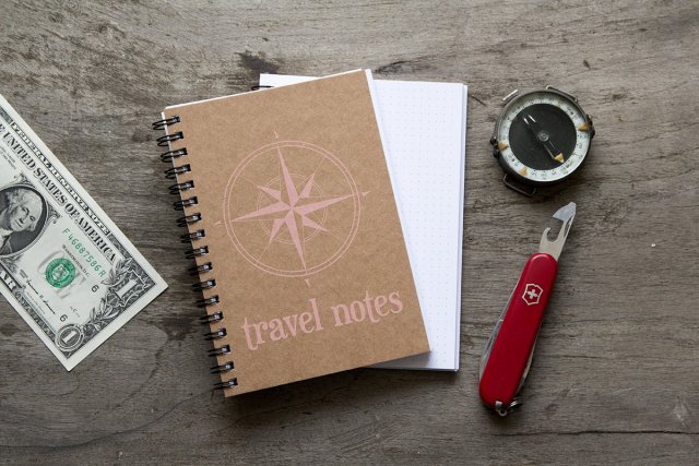 Podróżny notes notatnik bullet journal - łosoś kropki